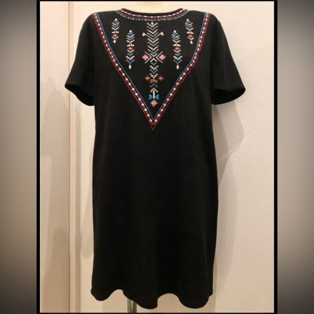Forever 21-faux suede embroidered mini dress